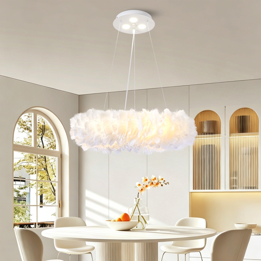 BRILAGI - LED-hanglamp aan kabel FEATHER 3xE27/40W/230V + 3xLED/3W Ø 50 cm wit