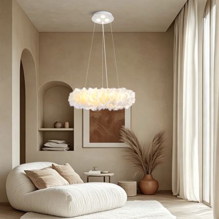 BRILAGI - LED-hanglamp aan kabel FEATHER 3xE27/40W/230V + 3xLED/3W Ø 50 cm wit