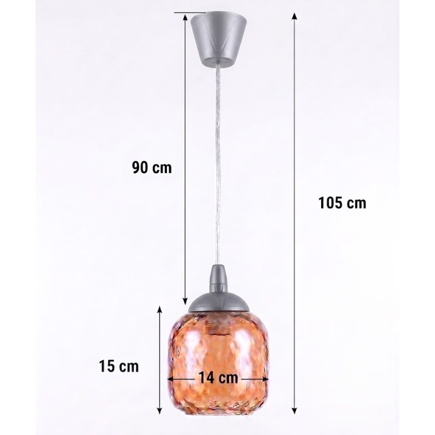 Brilagi - LED-hanglamp met kabel RETRO GLASS 1xE27/60W/230V Ø 14 cm zilver/rookbruin