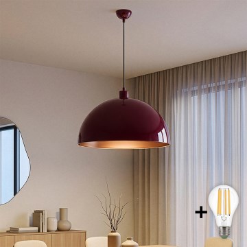 Brilagi - LED-hanglamp aan kabel METALO 1xE27/40W/230V Ø 60 cm bordeaux/koper