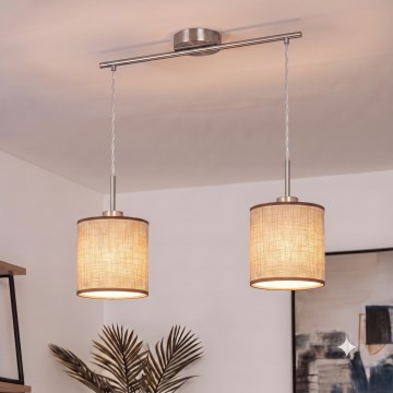 Brilagi - LED-hanglamp aan kabel NUBILA 2xE27/60W/230V bruin