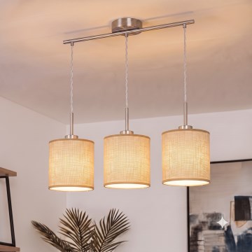 Brilagi - LED hanglamp aan kabel NUBILA 3xE27/60W/230V lichtbruin