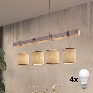 Brilagi - LED-hanglamp aan kabel NUBILA 4xE27/60W/230V grijs/bruin