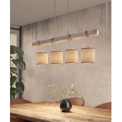 Brilagi - LED-hanglamp aan kabel NUBILA 4xE27/60W/230V grijs/bruin