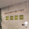 Brilagi - LED hanglamp aan kabel NUBILA 4xE27/60W/230V grijs/groen