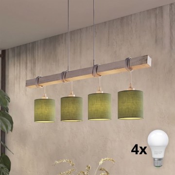 Brilagi - LED hanglamp aan kabel NUBILA 4xE27/60W/230V grijs/groen