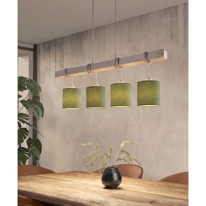Brilagi - LED hanglamp aan kabel NUBILA 4xE27/60W/230V grijs/groen