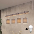 Brilagi - LED hanglamp aan kabel NUBILA 4xE27/60W/230V grijs