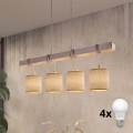 Brilagi - LED-hanglamp aan kabel NUBILA 4xE27/60W/230V grijs/lichtbruin