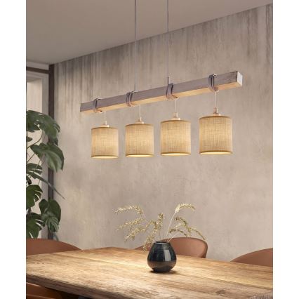 Brilagi - LED-hanglamp aan kabel NUBILA 4xE27/60W/230V grijs/lichtbruin