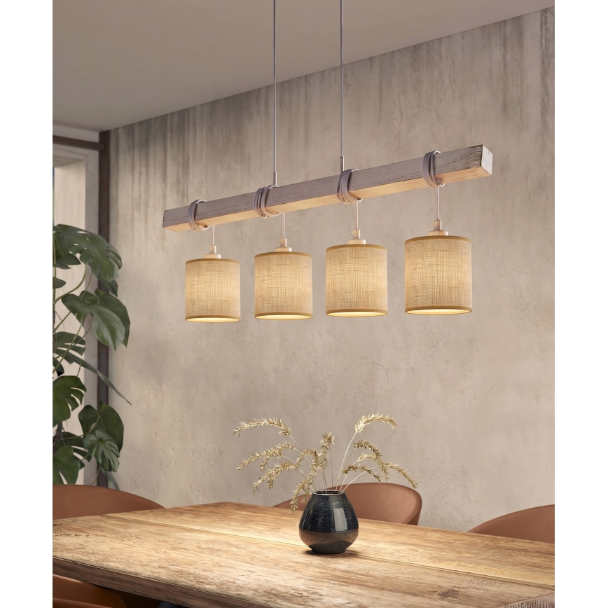 Brilagi - LED-hanglamp aan kabel NUBILA 4xE27/60W/230V grijs/lichtbruin