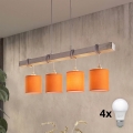 Brilagi - LED-hanglamp aan kabel NUBILA 4xE27/60W/230V grijs/oranje