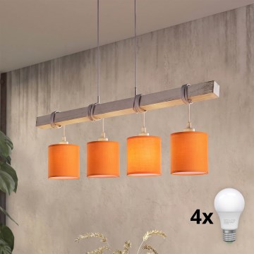 Brilagi - LED-hanglamp aan kabel NUBILA 4xE27/60W/230V grijs/oranje