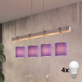 Brilagi - LED-hanglamp aan kabel NUBILA 4xE27/60W/230V grijs/paars