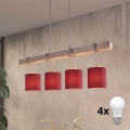 Brilagi - LED-hanglamp aan kabel NUBILA 4xE27/60W/230V grijs/pompeïsch rood