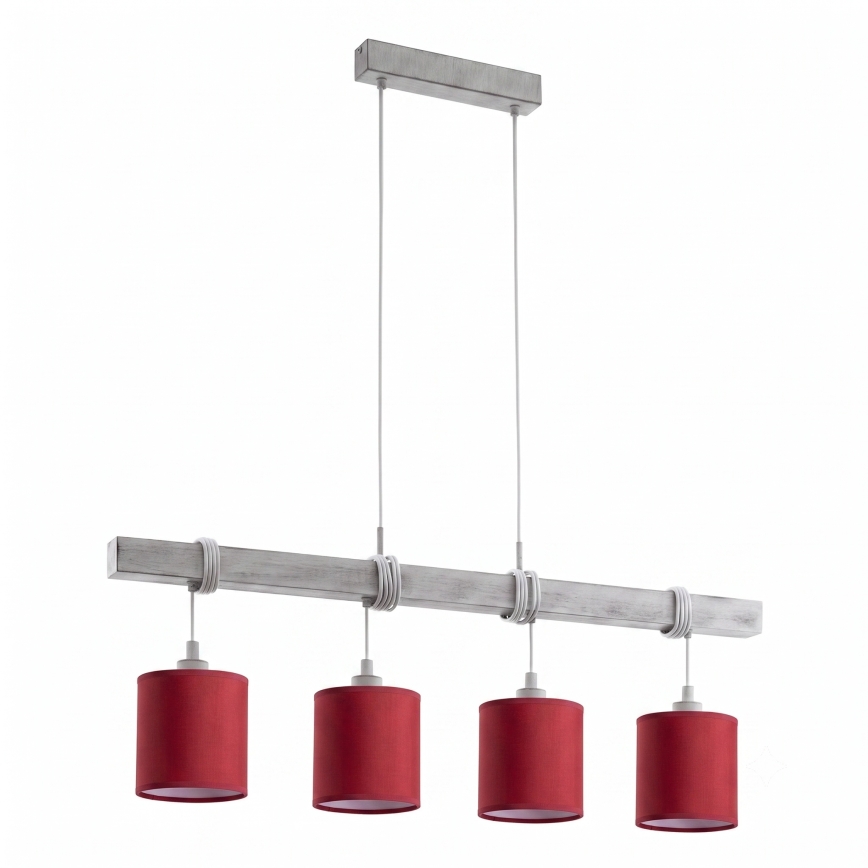 Brilagi - LED-hanglamp aan kabel NUBILA 4xE27/60W/230V grijs/pompeïsch rood