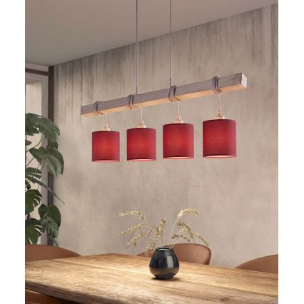 Brilagi - LED-hanglamp aan kabel NUBILA 4xE27/60W/230V grijs/pompeïsch rood