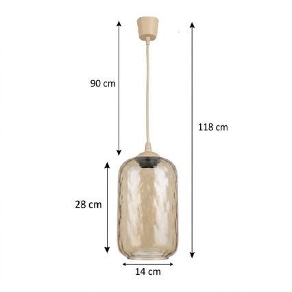 BRILAGI - LED-hanglamp aan snoer RETRO GLASS 1xE27/60W/230V Ø 14 cm beige/rookbruin
