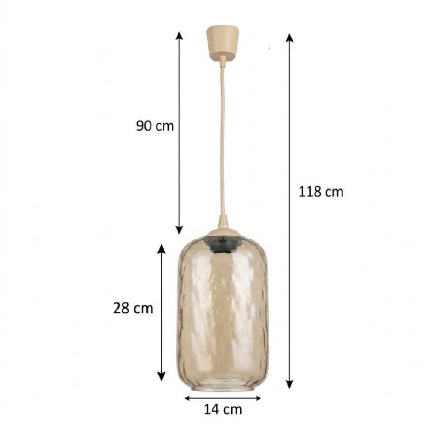 BRILAGI - LED-hanglamp aan snoer RETRO GLASS 1xE27/60W/230V Ø 14 cm beige/rookbruin