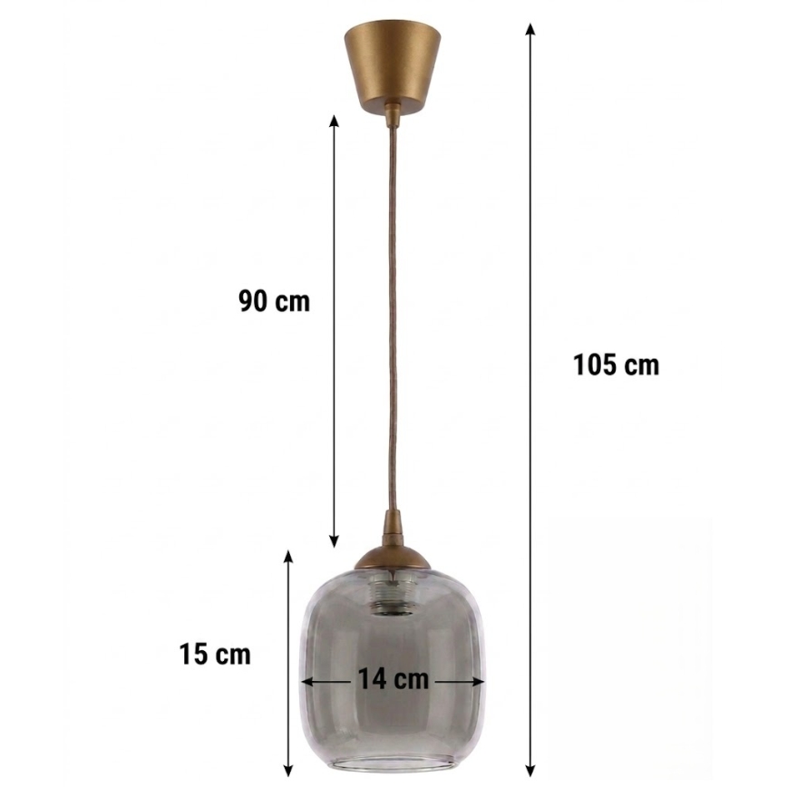 Brilagi - LED-hanglamp met kabel RETRO GLASS 1xE27/60W/230V Ø 14 cm bruin/rookgrijs