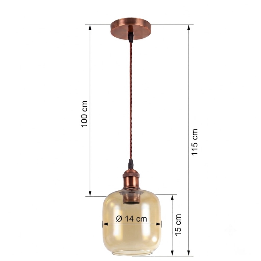 Brilagi - LED-hanglamp aan kabel RETRO GLASS 1xE27/60W/230V Ø 14 cm wit/rookbruin