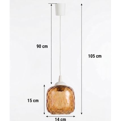 Brilagi - LED-hanglamp aan kabel RETRO GLASS 1xE27/60W/230V Ø 14 cm wit/rookbruin