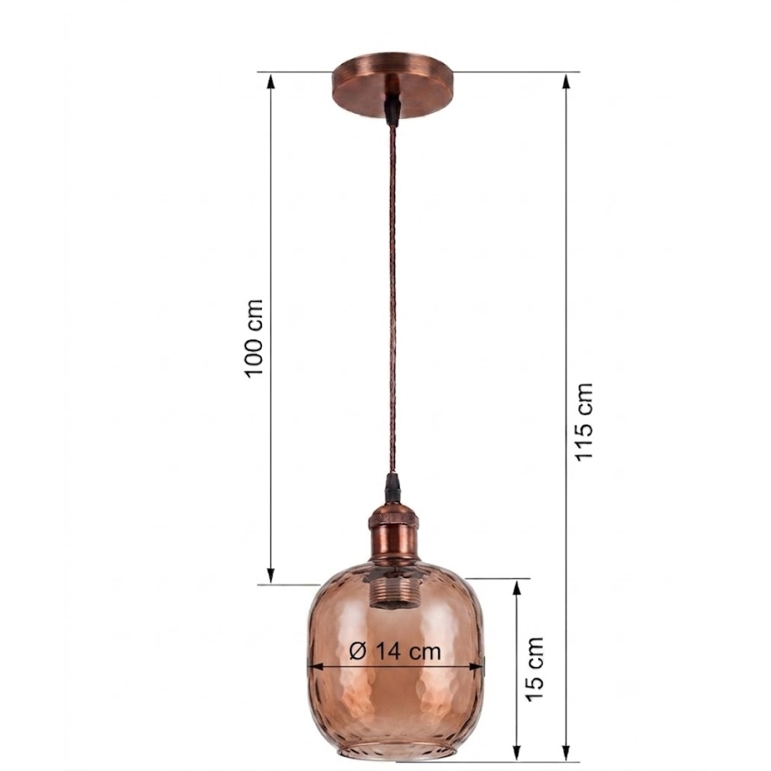 Brilagi - LED-hanglamp aan kabel RETRO GLASS 1xE27/60W/230V Ø 14 cm wit/rookbruin