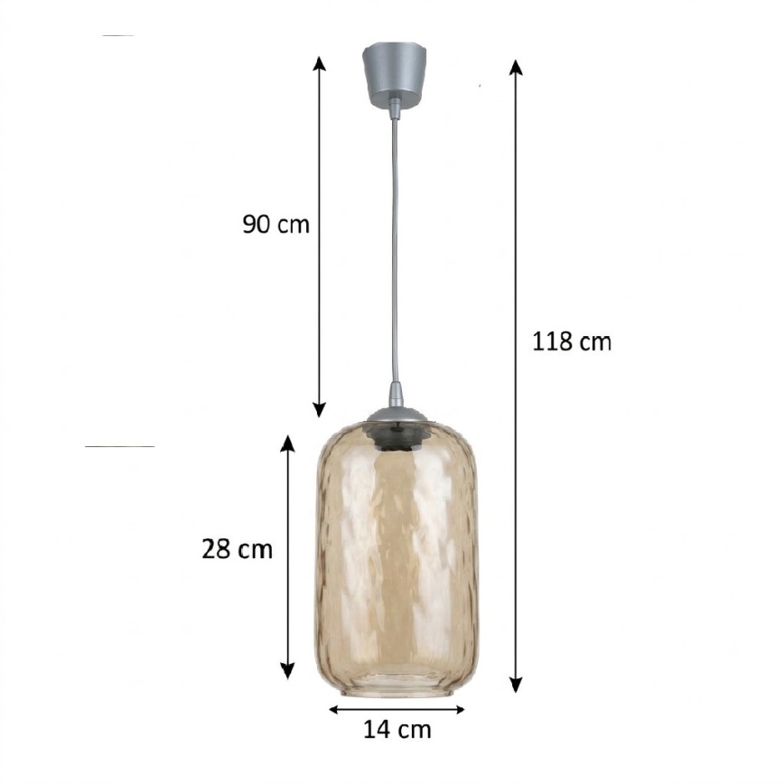 BRILAGI - LED-hanglamp aan kabel RETRO GLASS 1xE27/60W/230V Ø 14 cm zilver/rookbruin