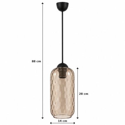 BRILAGI - LED-hanglamp aan snoer RETRO GLASS 1xE27/60W/230V Ø 14 cm zwart/rookbruin