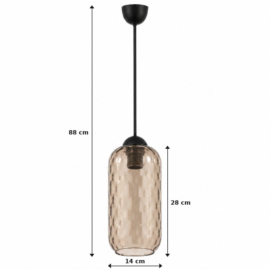 BRILAGI - LED-hanglamp aan snoer RETRO GLASS 1xE27/60W/230V Ø 14 cm zwart/rookbruin
