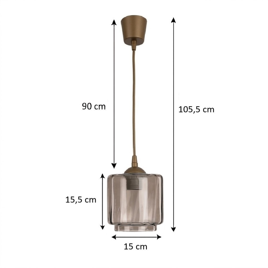 Brilagi - LED-hanglamp aan snoer RETRO GLASS 1xE27/60W/230V Ø 15 cm bruin/rookbeige