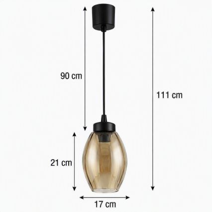 Brilagi - LED-hanglamp aan snoer RETRO GLASS 1xE27/60W/230V Ø 17 cm zwart/gerookt beige
