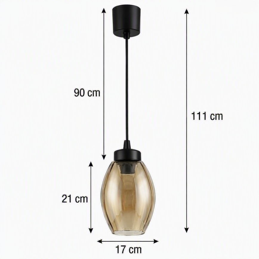 Brilagi - LED-hanglamp aan snoer RETRO GLASS 1xE27/60W/230V Ø 17 cm zwart/gerookt beige