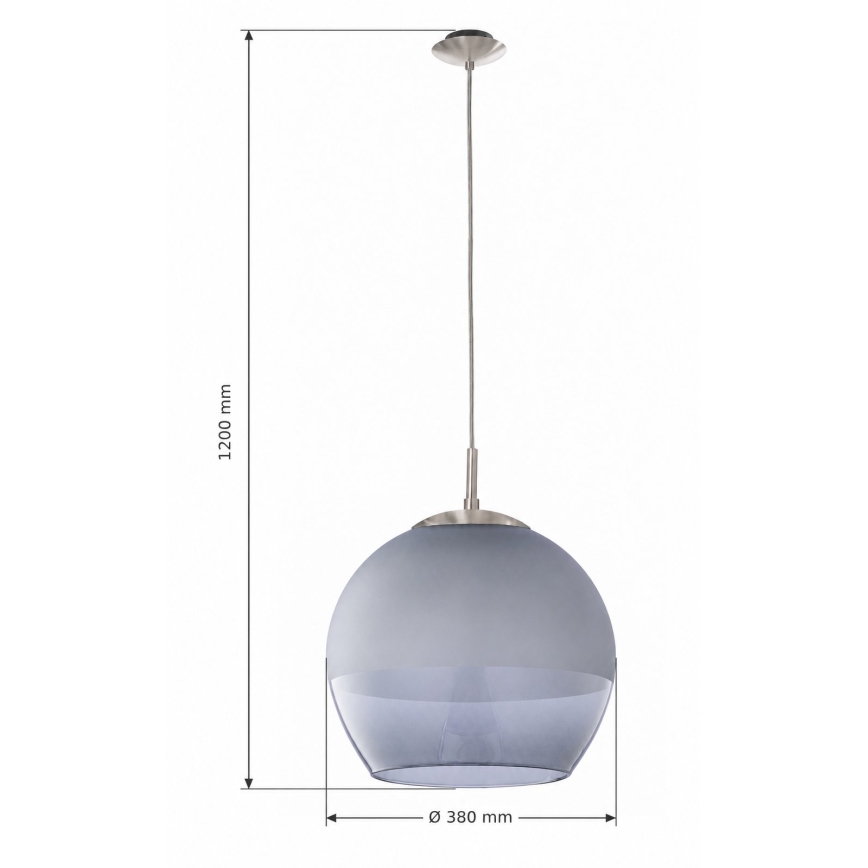BRILAGI - LED hanglamp aan kabel RETRO GLASS 1xE27/60W/230V Ø 38 cm mat chroom/rookgrijs