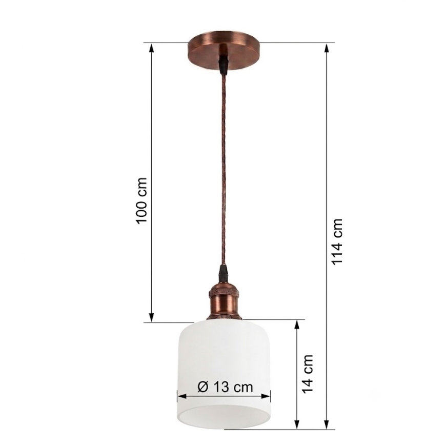 Brilagi - LED-hanglamp aan kabel RETRO GLASS 1xE27/60W/230V Ø 13 cm koper/wit