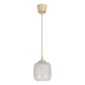 Brilagi - LED-hanglamp aan kabel RETRO GLASS 1xE27/60W/230V Ø 14 cm beige/wit