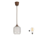 Brilagi - LED-hanglamp aan kabel RETRO GLASS 1xE27/60W/230V Ø 14 cm bruin/wit