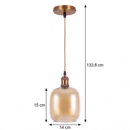BRILAGI - LED hanglamp aan snoer RETRO GLASS 1xE27/60W/230V Ø 14 cm goud/gerookt bruin