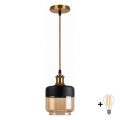 BRILAGI - LED hanglamp aan kabel RETRO GLASS 1xE27/60W/230V Ø 14 cm goud/rookbeige