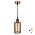 BRILAGI - LED hanglamp aan kabel RETRO GLASS 1xE27/60W/230V Ø 14 cm goud/rookbruin