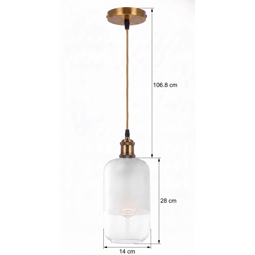 BRILAGI - LED-hanglamp aan kabel RETRO GLASS 1xE27/60W/230V Ø 14 cm goud/wit