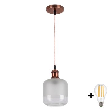 Brilagi - LED hanglamp aan kabel RETRO GLASS 1xE27/60W/230V Ø 14 cm koper/wit