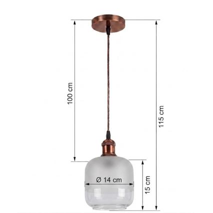 Brilagi - LED hanglamp aan kabel RETRO GLASS 1xE27/60W/230V Ø 14 cm koper/wit