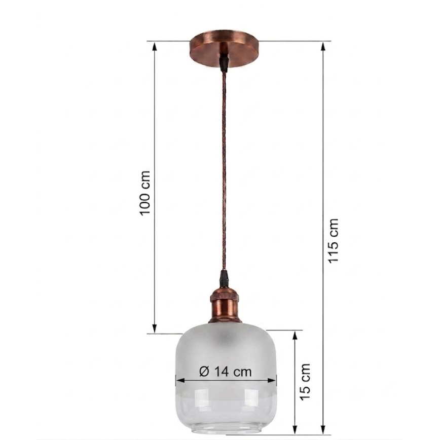Brilagi - LED hanglamp aan kabel RETRO GLASS 1xE27/60W/230V Ø 14 cm koper/wit