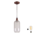 Brilagi - LED-hanglamp aan kabel RETRO GLASS 1xE27/60W/230V Ø 14 cm koper/wit