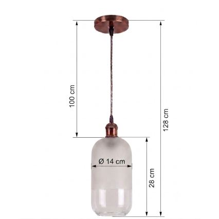 Brilagi - LED-hanglamp aan kabel RETRO GLASS 1xE27/60W/230V Ø 14 cm koper/wit