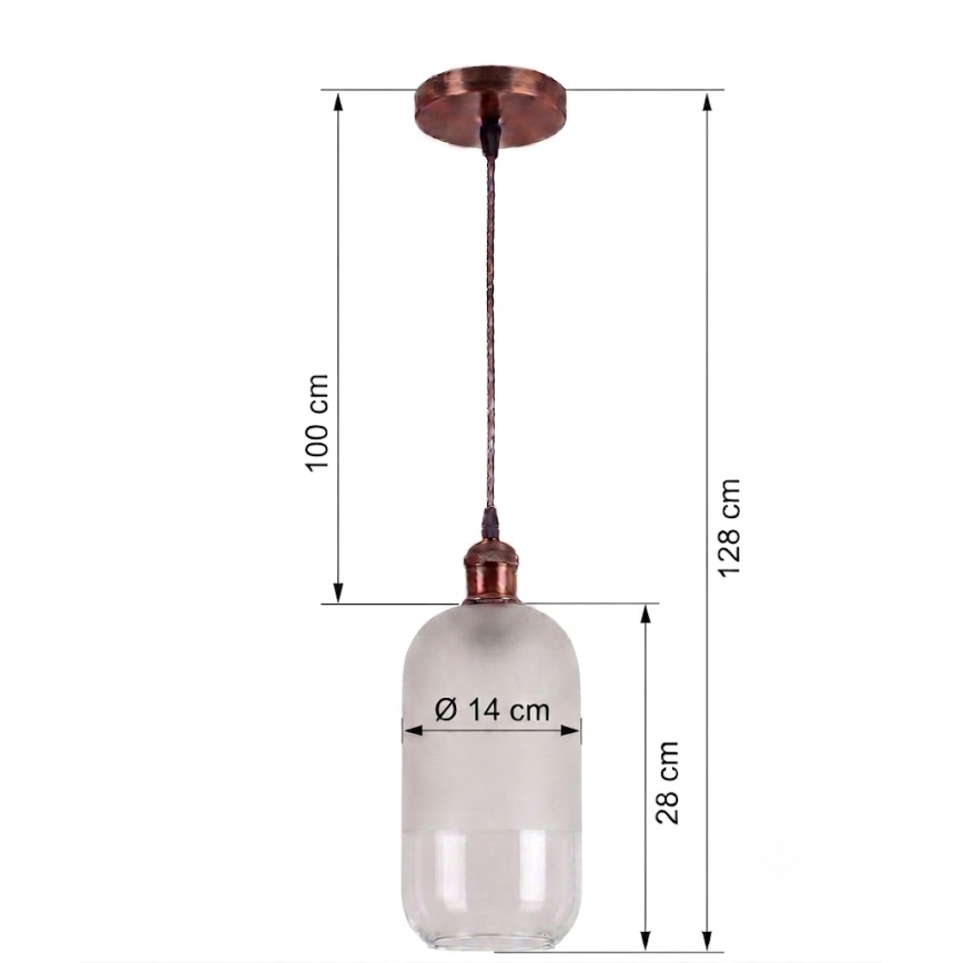 Brilagi - LED-hanglamp aan kabel RETRO GLASS 1xE27/60W/230V Ø 14 cm koper/wit