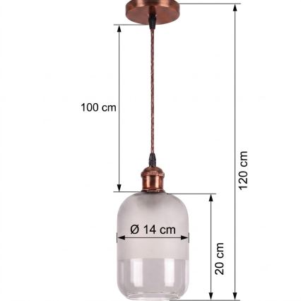 Brilagi - LED-hanglamp aan kabel RETRO GLASS 1xE27/60W/230V Ø 14 cm koper/wit
