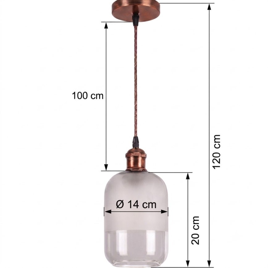 Brilagi - LED-hanglamp aan kabel RETRO GLASS 1xE27/60W/230V Ø 14 cm koper/wit
