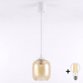 Brilagi - LED-hanglamp aan kabel RETRO GLASS 1xE27/60W/230V Ø 14 cm wit/rookbruin